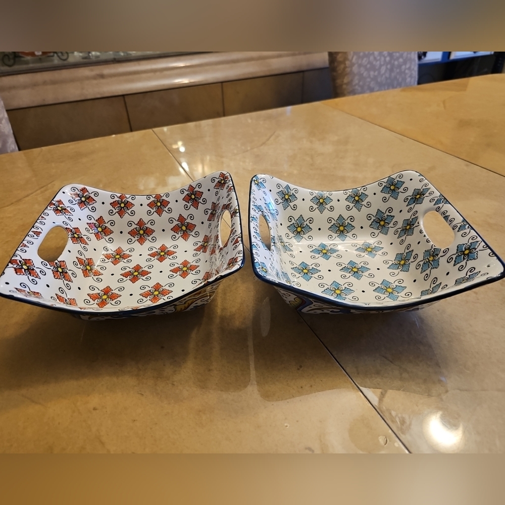 Certified International Bronson Pinchot Home‎ - White Serving Square Bowls 2 Pcs